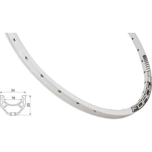 FORCE Basic 27.5" (584x18) Bicycle Rim, disc brake, 32H (white)
