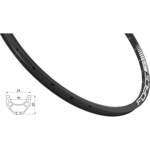 Обод 26", FORCE Basic (559x19), под дисковый тормоз, 36H (чёрный)