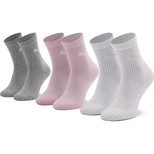 Puma Junior Crew Socks White Grey Pink 907958 05