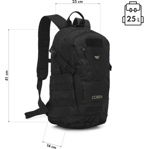 Taktiskā mugursoma NILS Camp NC3905 Cobra, melna, 25 l