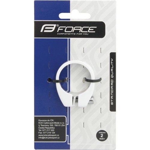 Sēdekļa stūres apskava FORCE 34,9 mm (alumīnija, balta)