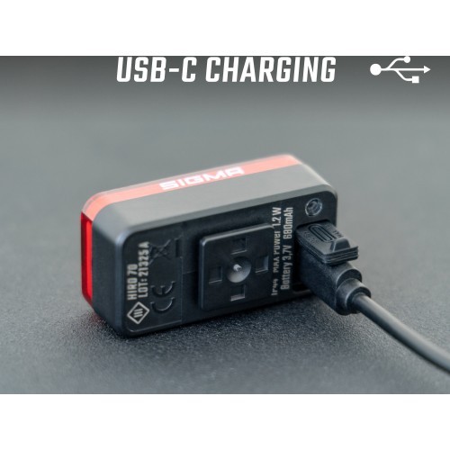 Aizmugurējais lukturis Sigma Hiro 70 USB
