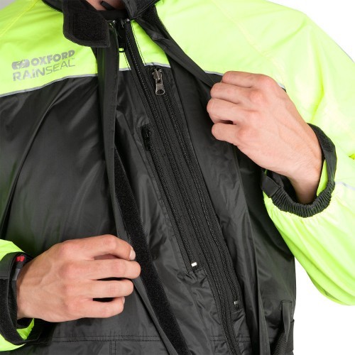Ūdensizturīgs motociklista virsvalks Oxford Rain Seal, melns/dzeltens