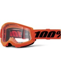 Motokrosa brilles 100% Strata 2 New - Oranža, caurspīdīgs pleksistikls