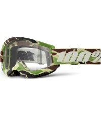 Motokrosa brilles 100% Strata 2 New - War camo, caurspīdīgs pleksistikls