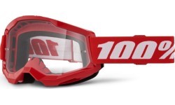 Motokrosa brilles 100% Strata 2 New - Sarkana, caurspīdīgs plexi