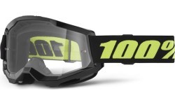 Motokrosa brilles 100% Strata 2 New - Solar melna, caurspīdīgs plexi
