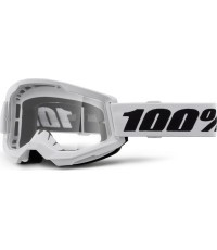 Motokrosa brilles 100% Strata 2 New - White balta, caurspīdīgs plexi