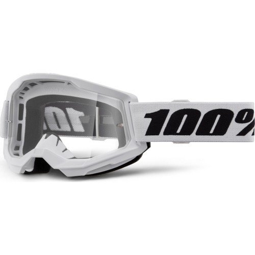 Motocross Goggles 100% Strata 2 New - White, clear plexi