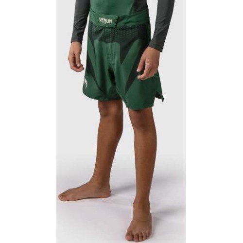 Venum Attack Kids Fightshorts - Forest Green/ Off White