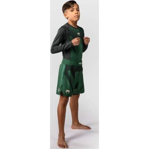 Venum Attack Kids Fightshorts - Forest Green/ Off White