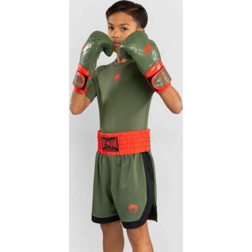 Venum Classic Kids Boxing Shorts - Army Green/Orange