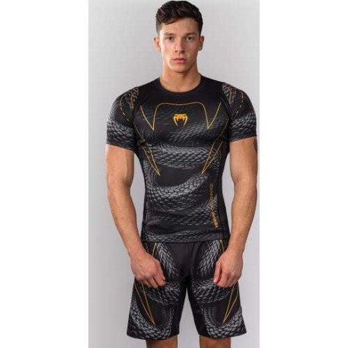 Рашгард Venum Matupa с коротким рукавом – Black/Grey/Gold