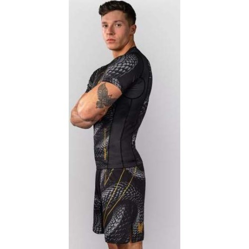 Рашгард Venum Matupa с коротким рукавом – Black/Grey/Gold