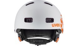 Ķivere Uvex Kid 3 dirtbike, gaiši pelēka-oranža