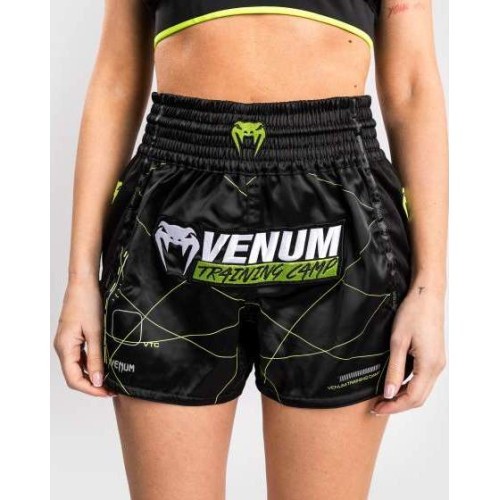 Venum Training Camp 4.0 Muay Thai šorti – melni/neona zaļi