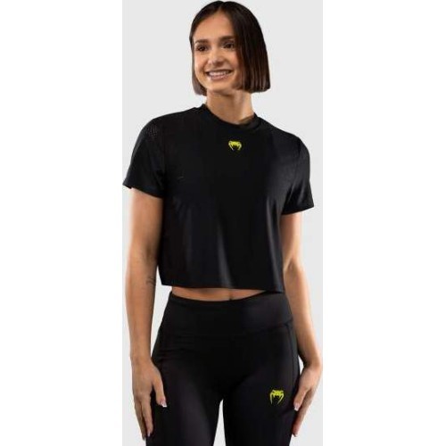 Venum Lazer Dry Tech sieviešu T-krekls, melns/dzeltens