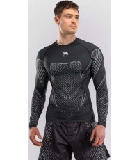Venum Midnight Fury Long Sleeve Rashguard - Black/Grey/Silver