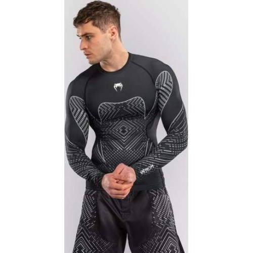 Venum Midnight Fury rashguard krekls ar garām piedurknēm – melns/pelēks/sudraba
