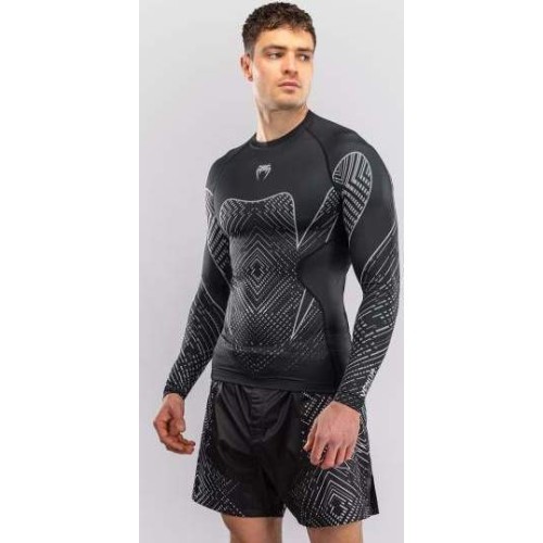 Venum Midnight Fury Long Sleeve Rashguard - Black/Grey/Silver