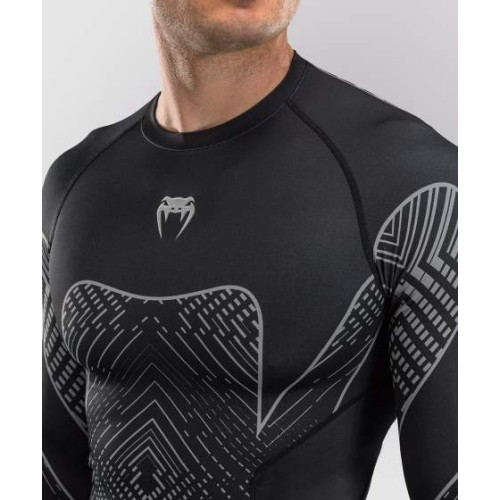 Venum Midnight Fury Long Sleeve Rashguard - Black/Grey/Silver