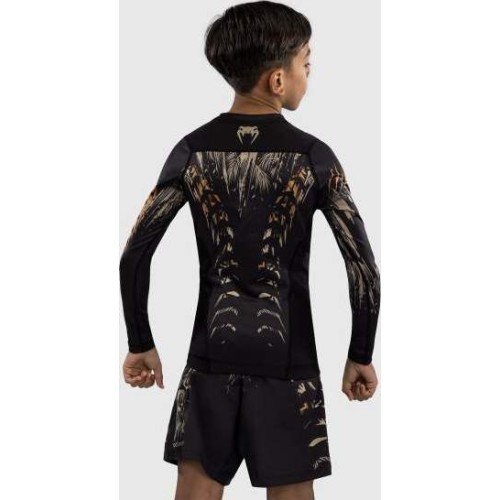 Venum Tiger Kids Long Sleeve Rashguard - Black/Neon Orange