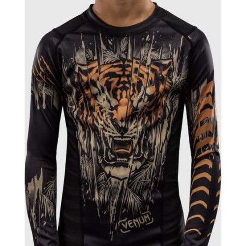 Venum Tiger Kids garroku kompresijas krekls, melns/neona oranžs