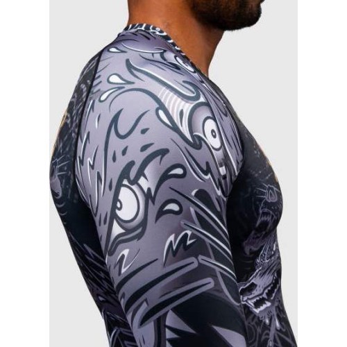 Venum Wolf Atak Long Sleeve Rashguard - Black/Grey