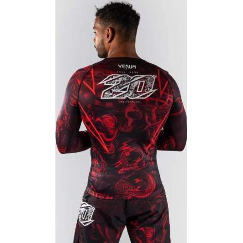 Venum 20th Anniversary rashguard ar garām piedurknēm, melns/sarkans