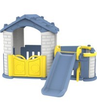 Игровой домик с горкой Cottage Slide 3in1 синяя крыша