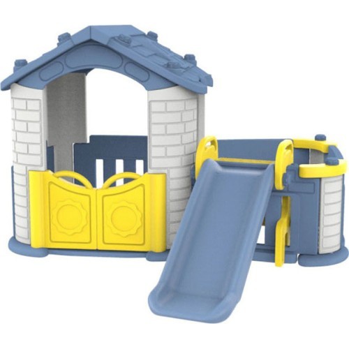 Rotaļu mājiņa ar slidkalniņu Cottage Slide 3in1 zils jumts
