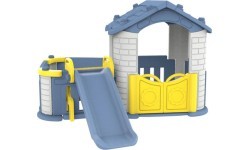 Rotaļu mājiņa ar slidkalniņu Cottage Slide 3in1 zils jumts