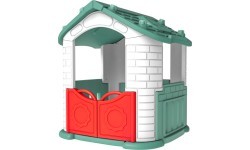 Игровой домик с горкой 3in1, зелёная крыша