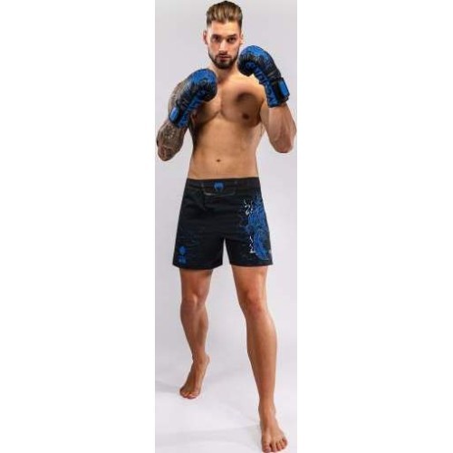 MMA šorti Venum Thunder Dragon, melni/karaliski zili