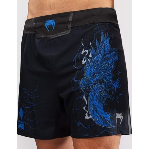 MMA šorti Venum Thunder Dragon, melni/karaliski zili