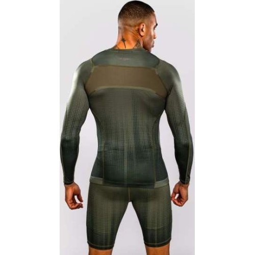 Venum Stealth Long Sleeve Rashguard - Khaki/Dark Green