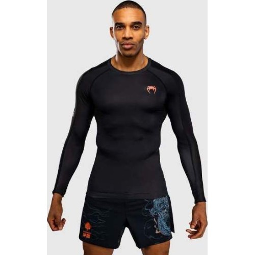Venum Thunder Dragon rashguard ar garām piedurknēm - Black/Grey/Copper