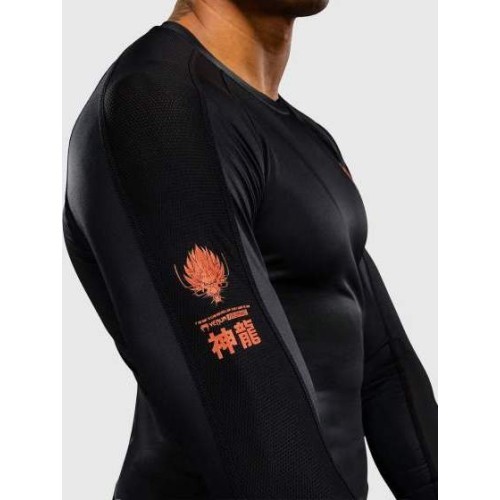 Venum Thunder Dragon Long Sleeve Rashguard - Black/Grey/Copper
