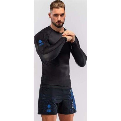 Venum Thunder Dragon Long Sleeve Rashguard - Black/Royal Blue