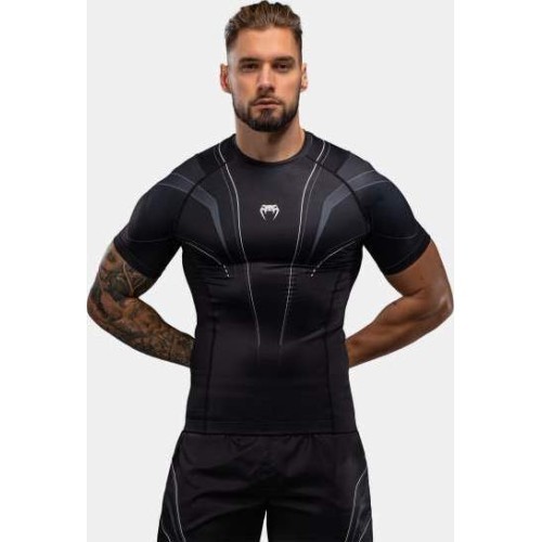 Рашгард Venum Streamline с коротким рукавом – чёрный/белый