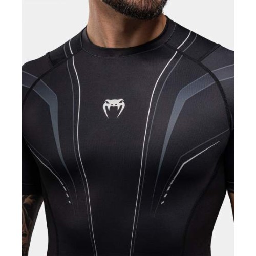 Рашгард Venum Streamline с коротким рукавом – чёрный/белый