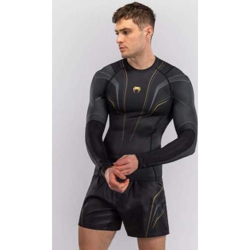 Venum Streamline Long Sleeve Rashguard - Black/Gold