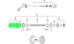 Konuss, paplāksne un uzgrieznis Shimano HB-M590 rumbai
