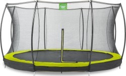 Iebūvējams batuts EXIT Silhouette ø427 cm ar drošības tīklu, zaļš