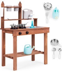 Mud kitchen for children outdoor made of fir wood ECOTOYS