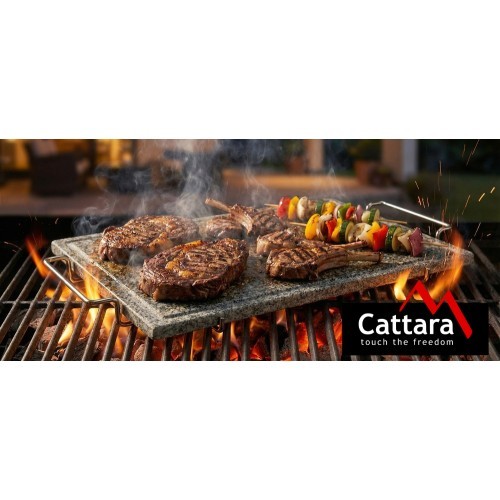 Granīta grilēšanas plāksne GRANIT XL ar rievu un turētāju 50x30x1,65 cm