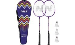NRZ2053 ALUMINIUM / BADMINTON SET 2 RACKETS + 3 SHUTTLECOCKS + COVER NILS