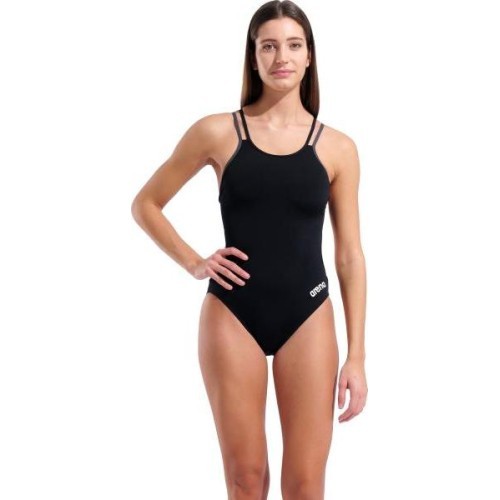 Sieviešu peldkostīms Solid Double Cross Back, melns-asfalta-melns, 34 - 555