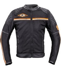 Men’s Motorcycle Jacket W-TEC 2Stripe - Black-Beige-Orange