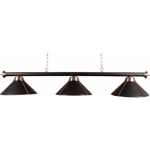 Biljarda lampa Buffalo ar 3 kupoliem, melna āda, 150 cm